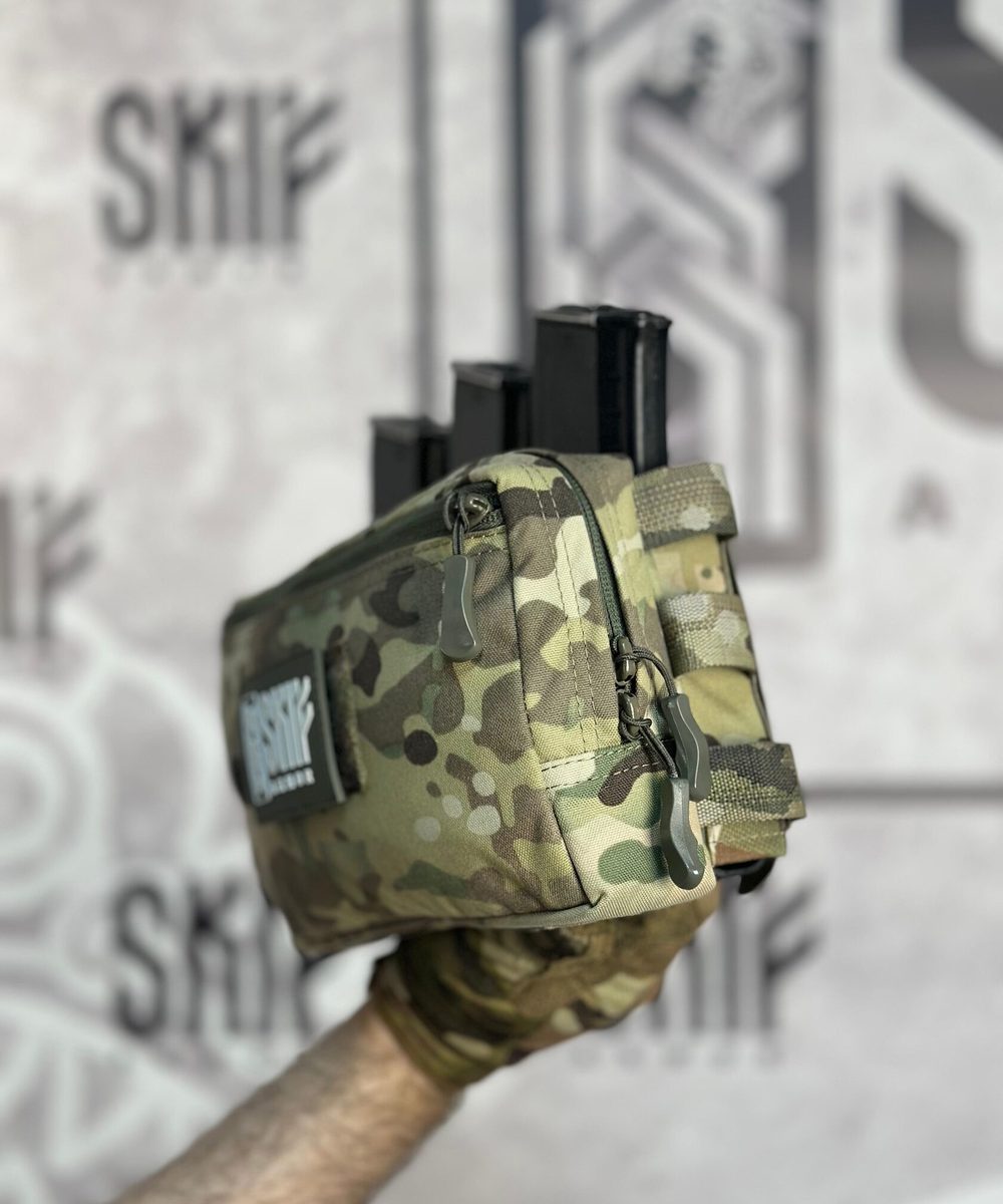 Подсумок SPK-5-3M "Мунин" под 3 магазина АК, с утилитарным подсумком — SKIF armor, вид спереди